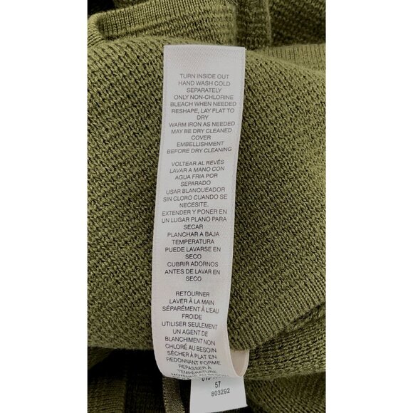 Chicos Military Embellished Cardigan Ambered Olive 3/4 Sleeves High Neck Large - Picture 11 of 12